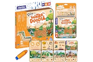 mierEdu Magisches Wassermalbuch Bauernhoftiere – Zaubermalbuch für Kinder ab 3 Jahren mit Wasserstift – Malen mit Wasser ohne Flecken – Wasser Spielzeug mit Tieren für unterwegs