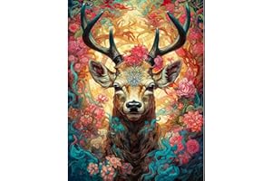 BJBJJIU 5D Diamond Art Painting Kit, Diamant Painting Bilder Set, Diamant Malerei Strass Stickerei Malerei Painting für Erwachsene, Kinder, Haus, Wand Dekoratione 40x30cm (Reh)