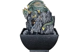 CREATIVE TOUCH Mystic Dragon Indoor Water Fountain with LED Light | Size 13.3 * 13.3 * 18 Cm | 3 Pin UK Plug Included |