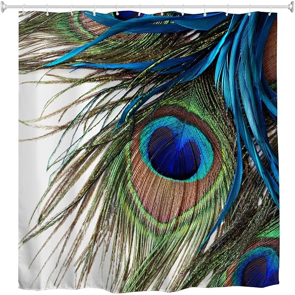 CHAQLIN Peacock Feather Bath Mat Set – 3-Piece Non-Slip Bathroom Rug With Toilet Lid Cover (Funny Print)