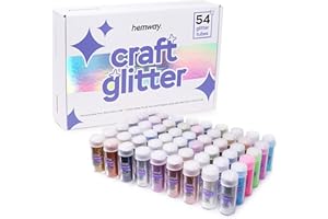 Purpurina Fina Hemway - 54 x 9,6 g (0,34 oz) Craft Glitter Shaker Set, brillo para manualidades, resina, arte, vasos, decoraciones, sombra de ojos, maquillaje, uñas, cara, cabello