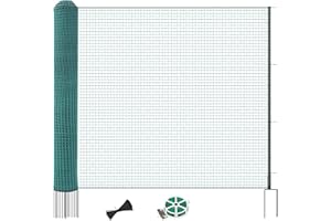 SUNYRISY Hühnerzaun Geflügelnetz Gartenzaun, 50m x 100cm Mobiler Hundezaun Weidezaun Steckzaun Begrenzungszaun Zchafzaun Fence für Garten, Nylon Material