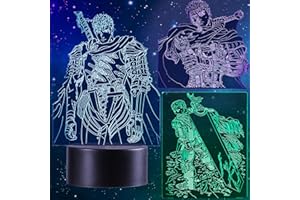 QQAAMZ Manga Berserk Lámpar 3d Luz De Noche 16 Colores Control Remoto Touch Led Berserk Guts Lampara Decorativa Para Habitación De Niños Anime Gadget Lampada De Regalo De Cumpleaños 3 En 1