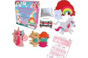 Buddy & Barney Sewing Kit for Children - Unicorn World Felt Sewing Kit | Easy to Learn Mini Sewing Kit with Sewing Tools for Beginners | Felt Craft Kits for Girls and Boys - Set of 4