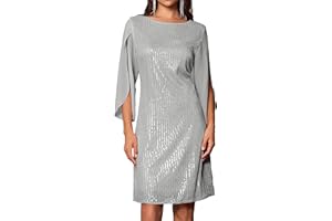 GRACE KARIN Damen Pailletten Kleid 3/4 Ärmel Party Cocktailkleid Club Glitzer Kleid Vintage MidiKleid Festlich Abendkleid