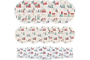 HNH Christmas Paper Plates and Napkins Set 48 Pieces Christmas Village Dessert Plates, Party Napkins Dinnerware for Table Decorations