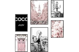 Heimlich Cuadros Decorativos - SIN Marcos -Decoración Colgante para Paredes de Sala, Dormitorios y Cocina - Arte Mural | 2 x A3 & 4 x A4-30x42 & 21x30 | » Moda rosa «