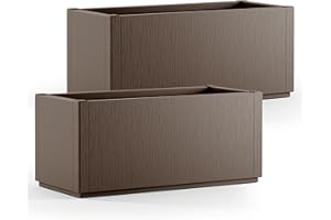 CASARIA® 2X Jardinera Rectangular Exterior 80L 80x36x35cm Macetero Grande Maceta Decoración Flores Resistente Intemperie Jardín Terraza Terracota