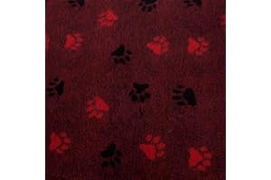MerryMaple Veterinary Bedding ® Luxury High Density Paws Vet Pet Bed Pro Non Slip Machine Wash and Sizes. (100 x 76 (40" x 30"), HD Ruby Duo Paws)