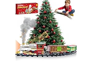 Atlasonix Weihnachtszug-Sets für den Baum mit Lichtern und Geräuschen, Weihnachtsspielzeug Urlaubszug um den Weihnachtsbaum mit großen Schienen, elektrisches Zug-Set für Kinder im Alter von 4–8 Jahre