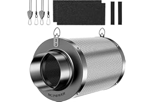 HG Power Aktivkohlefilter 150mm – 38mm Premium Australische Virgin-Aktivkohle, Geruchskontrolle für Grow-Zelt, Hydrokultur & Rohrventilator, inkl. 2 Vorfilter & Reversibler Flansch, Ø150mm × 200mm