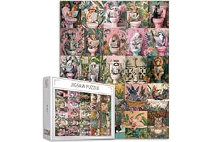 TUCOCOO Puzzle faune colorée de 1000 pièces pour adultes, salle de bain, peinture, baignoire, animaux, jeu, feuilles, botanique, décoration murale, DIY, art, 50 x 70 cm