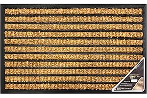 LIFESTYLE COMFORT LTD LSC Weave Coir Door Mat Heavy Duty Floor Mat Non Slip Indoor Outdoor Mat Machine Washable Doormats Shoe Scrapper Removes Grass & Dirt for Front Door, Patio & Entrance PACK OF (1)