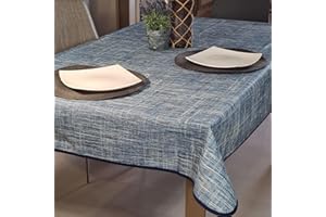 Manifattura Tessile - Tovaglia Antimacchia Cotone Resinato Liquidproof - Blu, Ovale x14 320