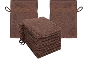Betz Premium Lot de 10 Gants de Toilette en éponge lavettes pour Le Visage en 100% Coton Gant de Toilette pour bébé Couleur Marron Noisette