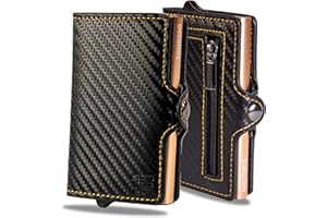 1onespo Porta Carte di Credito Uomo - Portacarte Slim con Portamonete e Contanti - Porta tessere e documenti tascabile protezione RFID, Oro…