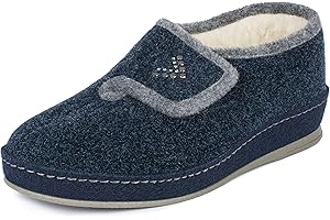 SCHAWOS Donna Ciabatta con Strappo Johanna – Pantofole in feltro con lana e suola antiscivolo, facili da calzare