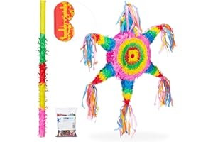 RELAXDAYS Pignatta Stella Messicana da Riempire, Set di Accessori, Asta, Maschera Feste Compleanno, Stellina da Colpire, Colorata