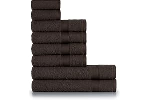 nottoc set asciugamani bagno marrone - 2 teli da bagno, 4 asciugamani e 2 asciugamani per ospiti, asciugamani bagno in 100% cotone, assorbenti, morbidi, 8 pezzi
