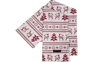 Ragged Rose Tea Towels for Kitchen - 50 cm x 70 cm Pair of Kitchen Cloths for Drying Dishes, Wiping Countertops, & Handling Pots - Machine Washable & Durable - Red Christmas Nordic, Pack of 2