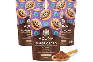 Aduna Super-Cacao Powder | 100% Natural Ghanaian Cacao for Heart Health & Energy Support | Natural Vegan Source of Magnesium, Flavanols & Iron | Superfood for Hot Choco, Smoothies, & Baking | 3 x 275g