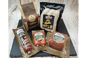 MEISTER'S Wurstpaket mit Kaffee als Geschenk zum Probieren | Ganze Salami Schinken am Stück | Käse Bratwurst | Mettwurst 960g (Kaffeespezialität)