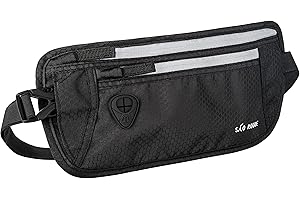 SAO ROQUE ® Ceinture de Voyage (XL) Hommes Femmes Money Belt pour Passeports, Billets, Cartes de Crédit, avec RFID-Blocage, Plat Imperméable Ajustable (Noir)