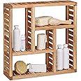 Relaxdays Walnut Wall Cabinet with 5 Compartments, for the Bathroom, Hallway and Living Room, Storage Unit, Size: 50 x 15 x 15 cm, Natural Brown