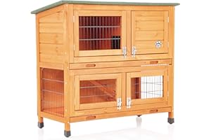 Rabbit Hutch 3ft in Natural Wood Hide Rabbit Run Guinea Pig House by Cozy Pet Ferret Cage Rabbit Hutches in Natural RH06N