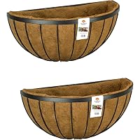 Set Of 2 Manor Garden Black Metal Wall Basket Manger Trough Planters