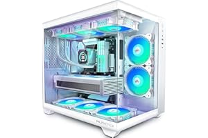 ‎MUSETEX MUSETEX Obudowa PC ATX, 5 PWM ARGB wentylator, fabrycznie zainstalowany, obsługa koła 360 mm, obudowa komputera gamingowego typu C, obudowa komputera stacjonarnego typu C, 270°, obudowa komputera