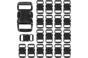 welsberg 20 Pcs Mini Plastique Boucles pour Sangles 10mm, Fermoirs à Clic 29x15x5mm, Attaches à Clip pour Colliers de Chien ou de Chat, Bracelets en Paracorde, Sangles de Sac à Dos, Noir