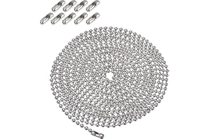 SHAPPY 3,2 mm Durchmesser Perlenkette Verlängerung mit Stecker, 10 Fuß Perlen Rollenkette mit 10 passenden Anschlüssen (Silber)