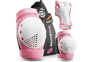 SKATEWIZ Ochraniacz na rolki dla dzieci - Sprzęt bezpieczeństwa dla dzieci, ochrona przed dzieckiem - rowerowa ochrona przed dziećmi - SMASHS - Dziecięcy różowy biały