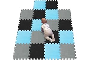 YIMINYUER Baby Spielmatte, Kinder eco schadstofffrei Krabbelmatte Extra dick Baby Schaumstoffmatte Nicht giftig Kinderteppich Schwarz Blau Grau R04R07R12G301018