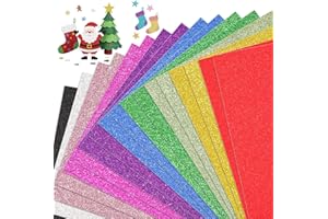 VGOODALL A4 Glitter Craft Paper, 20 Sheets 10 Colors 250gsm Sparkle Cardstock, Shiny Glitter Paper for Holiday Crafts, DIY Projects, Gift Wrapping, Scrapbooking and Decorations