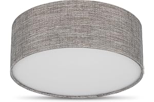 REV Taklampa – 30 cm rund, med tyglampskärm, brun-silver | Vintage-look