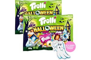 SWEET BUDDIES 2x Trolli Halloween Sweet & Sour 360g de chaque grand emballage Mélange de bonbons avec Glotzer, vers acides, Dracula & friandises effrayantes - autocollants fantômes inclus