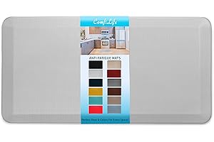 ComfiLife Anti Fatigue Floor Mat – 3/4 Inch Thick Perfect Kitchen Mat, Standing Desk Mat – Comfort at Home, Office, Garage – Durable – Stain Resistant – Non-Slip Bottom (24" x 70", Silver)