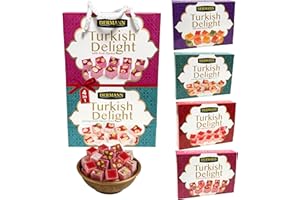 ‎BODESA VALORE 4-in-1 Geschenkset – Premium Qualität Turkish Delight - Lokum – Rose, Früchtemix, Nuss & Granatapfel – 4x100g, Ohne Palmöl & Glukosesirup – In dekorativer Geschenktasche mit Trageband