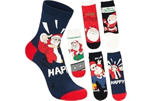 BRUBAKER 5 Par Skarpetek Świątecznych - Cool Santa - Kolorowe i Stylowe Skarpetki Bożonarodzeniowe dla Mężczyzn - Zabawny Zestaw Skarpet Męskich - Bawełniane Stopki z Mikołajem - Rozmiar 41-45