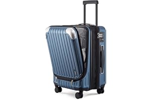 LEVEL8 Maleta Cabina Ampliable ABS+PC Equipaje de Mano Trolley Rígido Ligero Maletas de Viaje con 4 Ruedas Dobles Giratorias 360º y Candado TSA, 55x37x25CM, 42L, Azul
