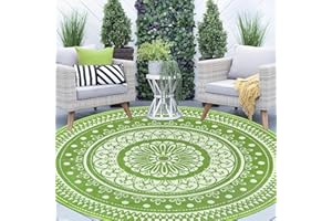 Cekene Tapis d'extérieur réversible imperméable en plastique pour terrasse, jardin, camping-car, remorque, terrasse, pique-nique, vert gazon - 240 cm