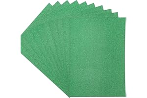 Crafters Companion Coloured Glitter Card Pack Single Sided Xmas Green 250GSM (10 Sheet Pack) - Perfect for Arts and Crafts, Printing, Card Bases & Folding - Centura Pearl by Crafter's Companion