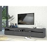 Dmora Mobile da Soggiorno Porta, Made in Italy, Supporto per TV da Salotto a 2 Ante a ribalta, cm 200x45h36, Colore Grigio Ce