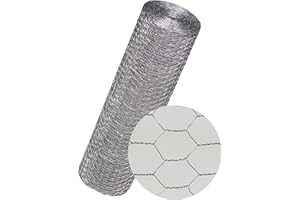 PROFISHOP-BREMEN Sechseckgeflecht Sechseckdraht Maschendrahtzaun Kaninchendraht Kükendraht Hasendraht VERZINKT Draht 100 cm (1000 mm) Höhe - 25 Meter - Maschenweite 13 mm