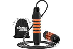 LOCKED DOWN ATHLETICS Skipping Rope for Adults - Tangle-Free Adjustable Speed Jump Rope with Soft Memory Foam Handles | Ideal for HIIT, Boxing, CrossFit & Home Fitness - Premium Jump Rope for All
