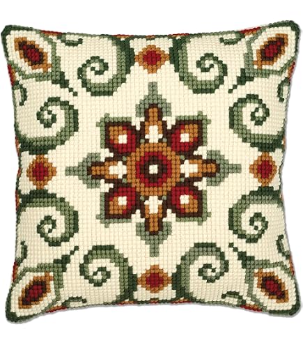 Brvsk Iris Azules. Kit De Bordado Con Lienzo Tapiz Impreso (40 × 40 Cm) - Kit De Cojines De Bordado Para Decoración Creativa Del Hogar - Kit De Costura Para Adultos Principiantes