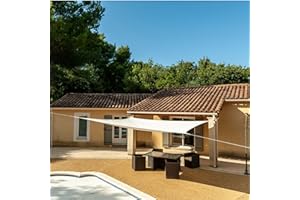 WERKA PRO WerkaPro 1119 żagiel przeciwsłoneczny ze szczelinami, 160 g/m², poliester, kwadratowy, 5 x 5 m, kremowy, na balkon, taras i do ogrodu