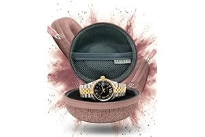 AKIELO Boîte pour Montre – Étui de Voyage pour Montre avec Chiffon de Nettoyage et Coffret Cadeau – Convient aux Montres-Bracelets et Montres Intelligentes pour Hommes et Femmes jusqu'à (Rose Poudré)